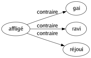 Contraire de Affligé : Gai Ravi Réjoui 
