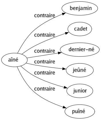 Contraire de Aîné : Benjamin Cadet Dernier-né Jeûné Junior Puîné 