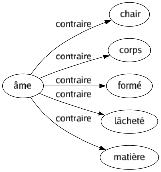Contraire de Âme : Chair Corps Formé Lâcheté Matière 