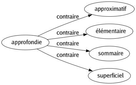 Contraire de Approfondie : Approximatif Élémentaire Sommaire Superficiel 
