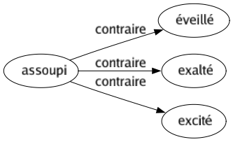 Contraire de Assoupi : Éveillé Exalté Excité 