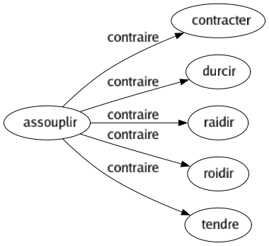 Contraire de Assouplir : Contracter Durcir Raidir Roidir Tendre 