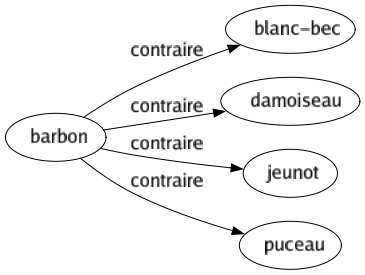 Contraire de Barbon : Blanc-bec Damoiseau Jeunot Puceau 