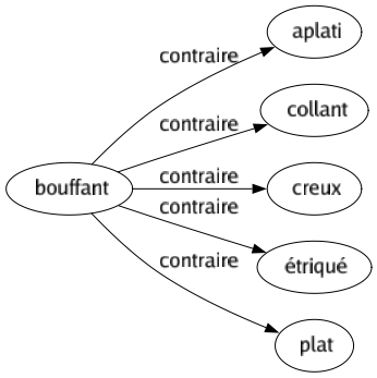 Contraire de Bouffant : Aplati Collant Creux Étriqué Plat 