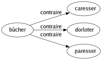 Contraire de Bûcher : Caresser Dorloter Paresser 