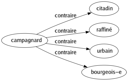 Contraire de Campagnard : Citadin Raffiné Urbain Bourgeois-e 
