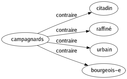 Contraire de Campagnards : Citadin Raffiné Urbain Bourgeois-e 