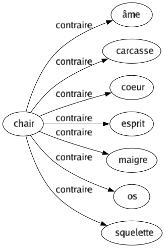 Contraire de Chair : Âme Carcasse Coeur Esprit Maigre Os Squelette 