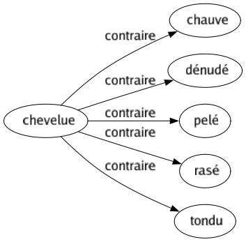 Contraire de Chevelue : Chauve Dénudé Pelé Rasé Tondu 