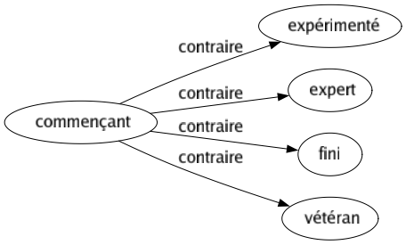 Contraire de Commençant : Expérimenté Expert Fini Vétéran 