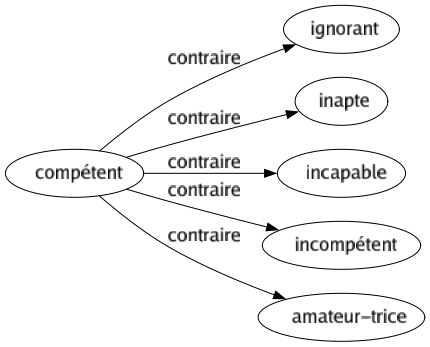 Contraire de Compétent : Ignorant Inapte Incapable Incompétent Amateur-trice 