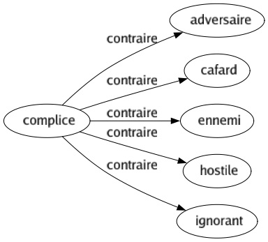 Contraire de Complice : Adversaire Cafard Ennemi Hostile Ignorant 