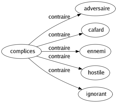 Contraire de Complices : Adversaire Cafard Ennemi Hostile Ignorant 