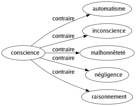 Contraire de Conscience : Automatisme Inconscience Malhonnêteté Négligence Raisonnement 