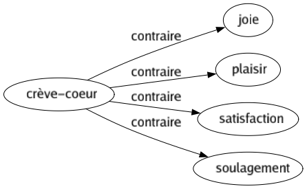 Contraire de Crève-coeur : Joie Plaisir Satisfaction Soulagement 