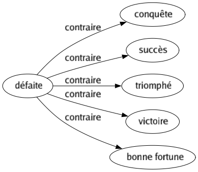 Contraire de Défaite : Conquête Succès Triomphé Victoire Bonne fortune 