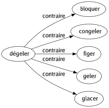 Contraire de Dégeler : Bloquer Congeler Figer Geler Glacer 