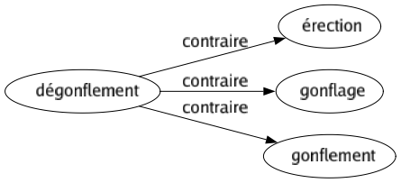 Contraire de Dégonflement : Érection Gonflage Gonflement 