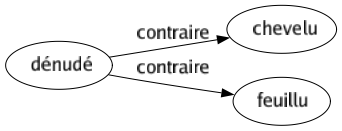 Contraire de Dénudé : Chevelu Feuillu 