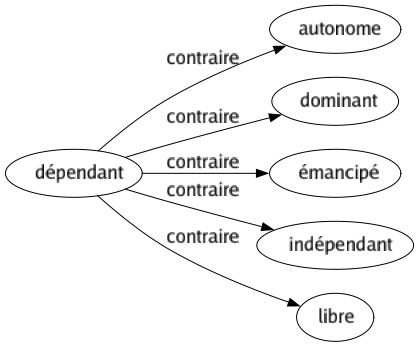Contraire de Dépendant : Autonome Dominant Émancipé Indépendant Libre 