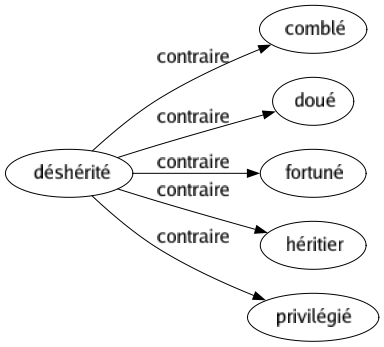 Contraire de Déshérité : Comblé Doué Fortuné Héritier Privilégié 