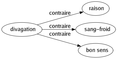 Contraire de Divagation : Raison Sang-froid Bon sens 