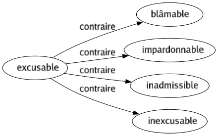Contraire de Excusable : Blâmable Impardonnable Inadmissible Inexcusable 