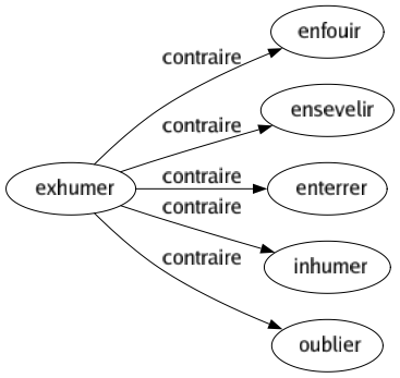 Contraire de Exhumer : Enfouir Ensevelir Enterrer Inhumer Oublier 