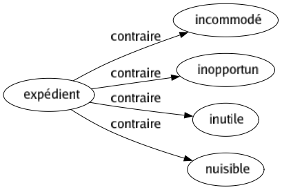 Contraire de Expédient : Incommodé Inopportun Inutile Nuisible 