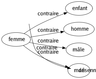 Contraire de Femme : Enfant Homme Mâle Mari 