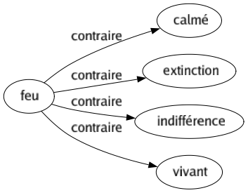Contraire de Feu : Calmé Extinction Indifférence Vivant 
