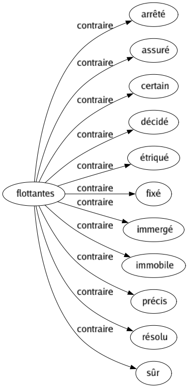 Contraire de Flottantes : Arrêté Assuré Certain Décidé Étriqué Fixé Immergé Immobile Précis Résolu Sûr 