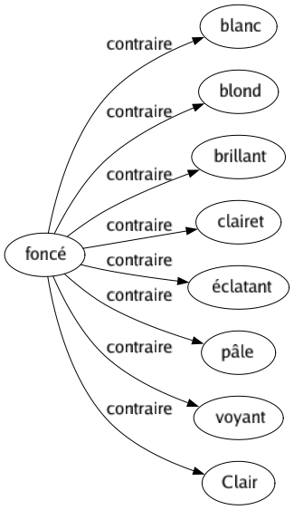 Contraire de Foncé : Blanc Blond Brillant Clairet Éclatant Pâle Voyant Clair 