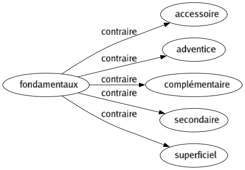 Contraire de Fondamentaux : Accessoire Adventice Complémentaire Secondaire Superficiel 
