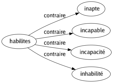 Contraire de Habilites : Inapte Incapable Incapacité Inhabilité 
