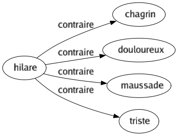 Contraire de Hilare : Chagrin Douloureux Maussade Triste 