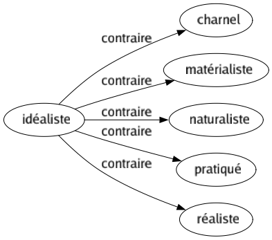 Contraire de Idéaliste : Charnel Matérialiste Naturaliste Pratiqué Réaliste 