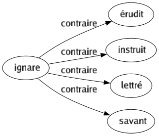 Contraire de Ignare : Érudit Instruit Lettré Savant 