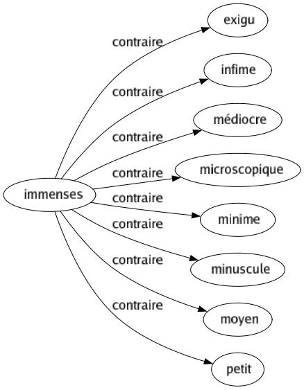 Contraire de Immenses : Exigu Infime Médiocre Microscopique Minime Minuscule Moyen Petit 