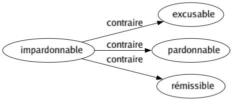 Contraire de Impardonnable : Excusable Pardonnable Rémissible 
