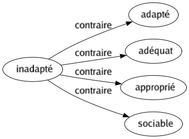 Contraire de Inadapté : Adapté Adéquat Approprié Sociable 