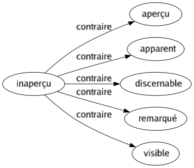 Contraire de Inaperçu : Aperçu Apparent Discernable Remarqué Visible 