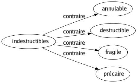 Contraire de Indestructibles : Annulable Destructible Fragile Précaire 