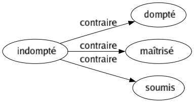 Contraire de Indompté : Dompté Maîtrisé Soumis 