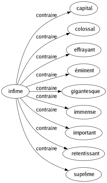 Contraire de Infime : Capital Colossal Effrayant Éminent Gigantesque Immense Important Retentissant Suprême 