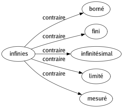 Contraire de Infinies : Borné Fini Infinitésimal Limité Mesuré 