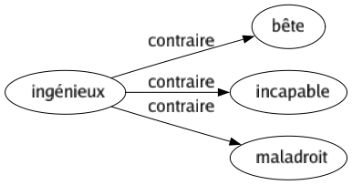 Contraire de Ingénieux : Bête Incapable Maladroit 