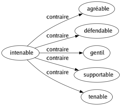 Contraire de Intenable : Agréable Défendable Gentil Supportable Tenable 