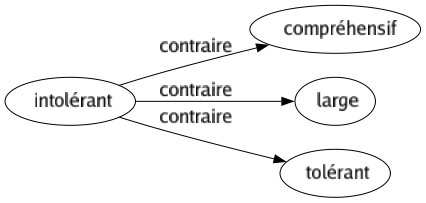 Contraire de Intolérant : Compréhensif Large Tolérant 