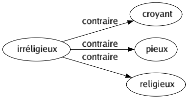 Contraire de Irréligieux : Croyant Pieux Religieux 
